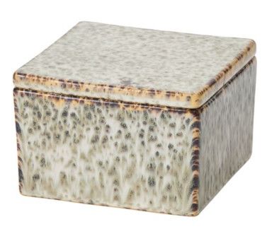Ceramic Neutral Glazed Lidded Box 4.75"Sq. x 3"H