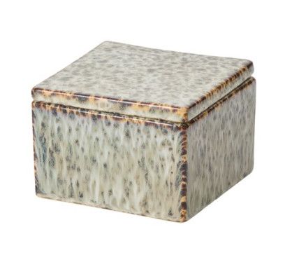 Ceramic Neutral Glazed Lidded Box 4.25"Dia. x 3"H