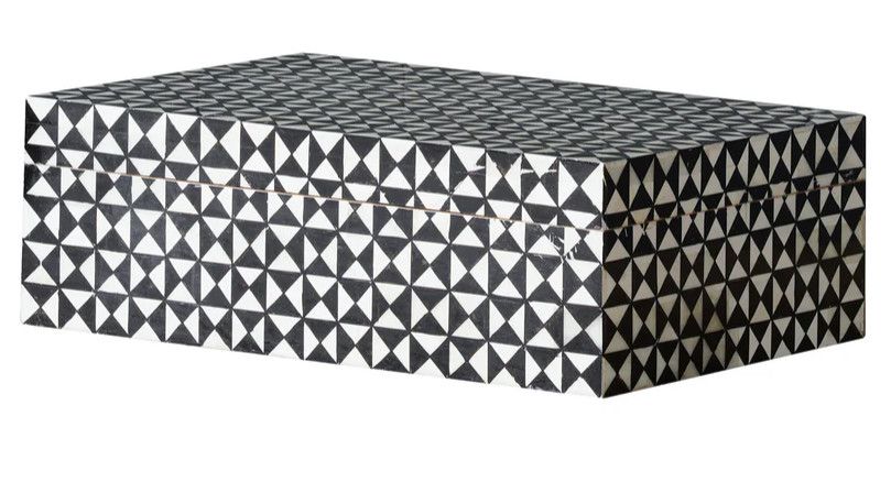 Black & White Triangular Pattern Box 12"L x 8.25"W x 4"H