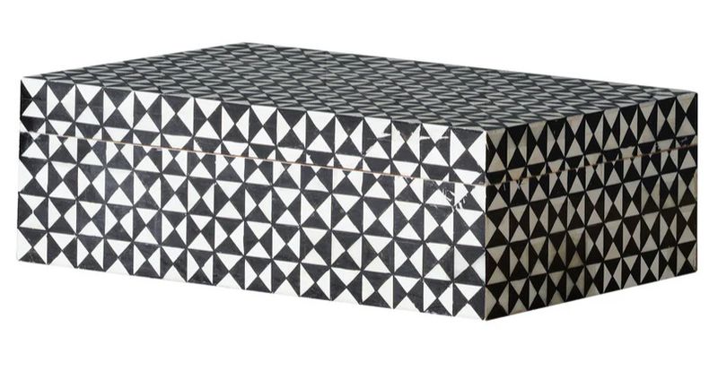 Black & White Triangular Pattern Box 12"L x 8.25"W x 4"H