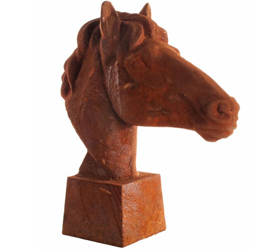 Cast Iron Rustic Horse Head Sculpture 8'' x 21'' x 24''