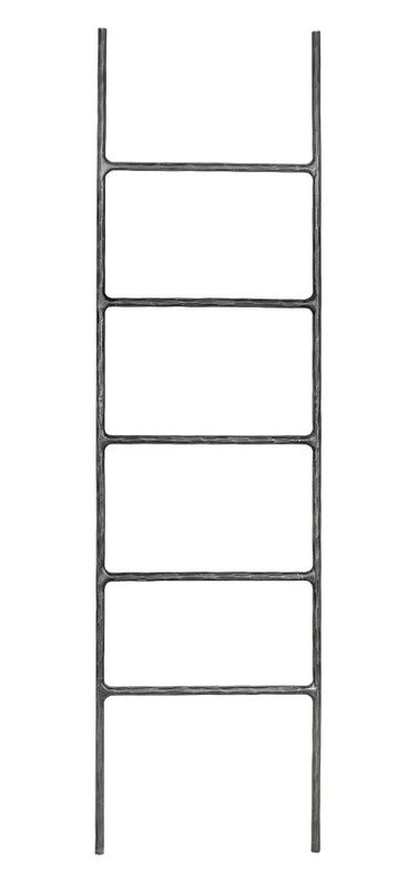 Antique Black Iron Display Ladder from India 19.5"W x 71.5"H