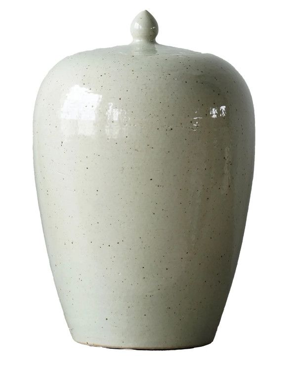 Porcelain Neutral Glazed Jar w/ Lid 9.6"Dia. x 15.6"H