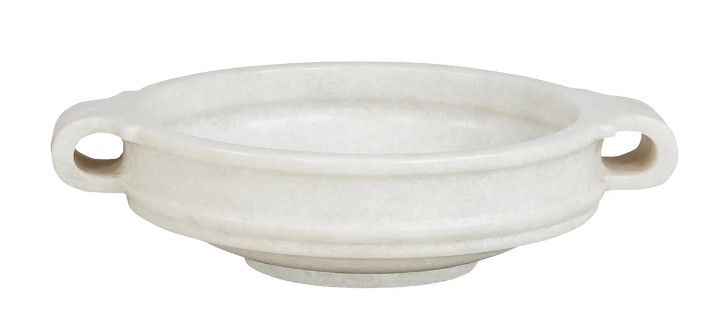 White Marble Bowl from India 16"L x 12.75"W x 4"H