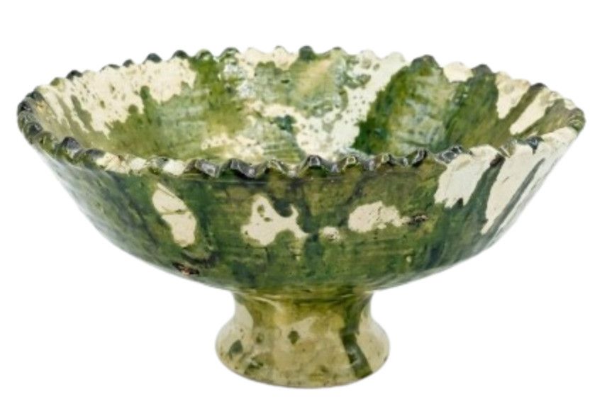 Artisan Crafted Green Bowl from Morocco 13"Dia. x 5.75"H
