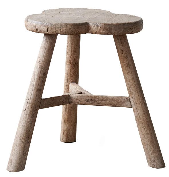 Natural Wood Clover Stool 13"L x 13"W x 19.6"H