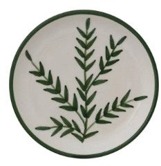 (D) Hand-Painted Stoneware Botanical Plate 5"Dia.