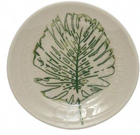 (B) Stoneware Crackle Glazed Botanical Plate 5"Dia.