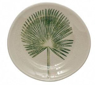 (C) Stoneware Crackle Glazed Botanical Plate 5"Dia.