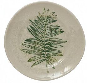 (D) Stoneware Crackle Glazed Botanical Plate 5"Dia.