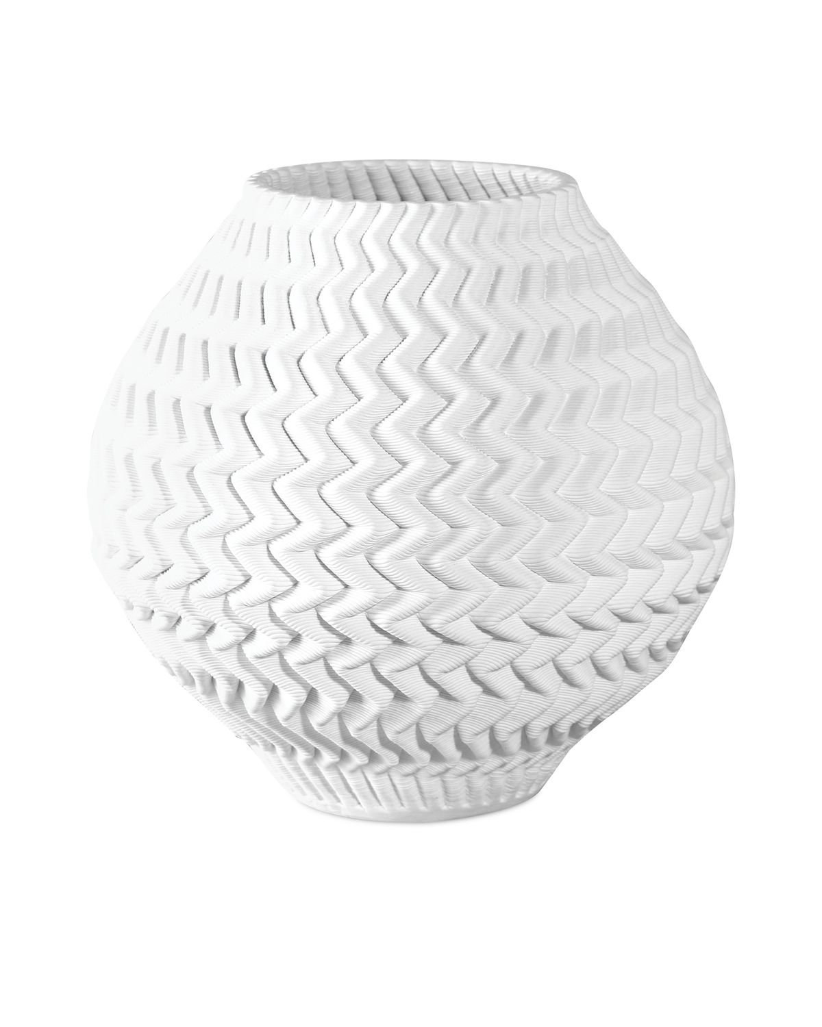 White Textural Porcelain Vase 12"Dia. x 11"H