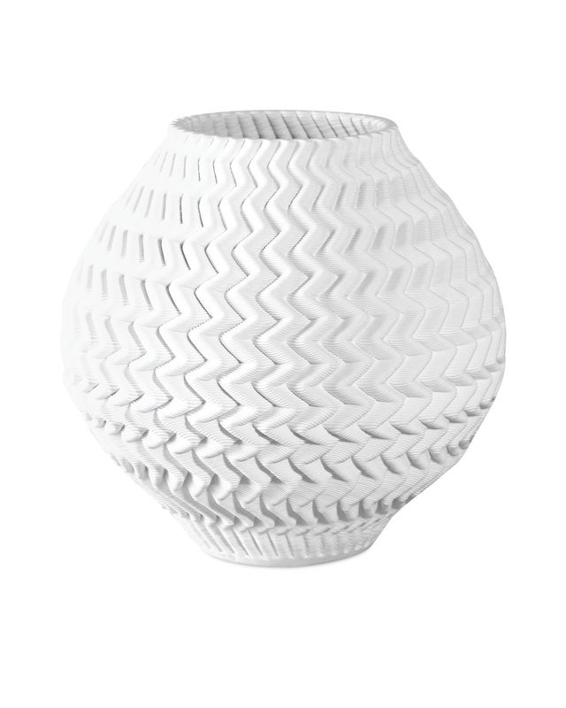 White Textural Porcelain Vase 12"Dia. x 11"H