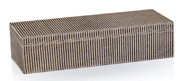 Striped Hair-on-Hide Box with Suede Interior 13"L x 5"W x 3.5"H