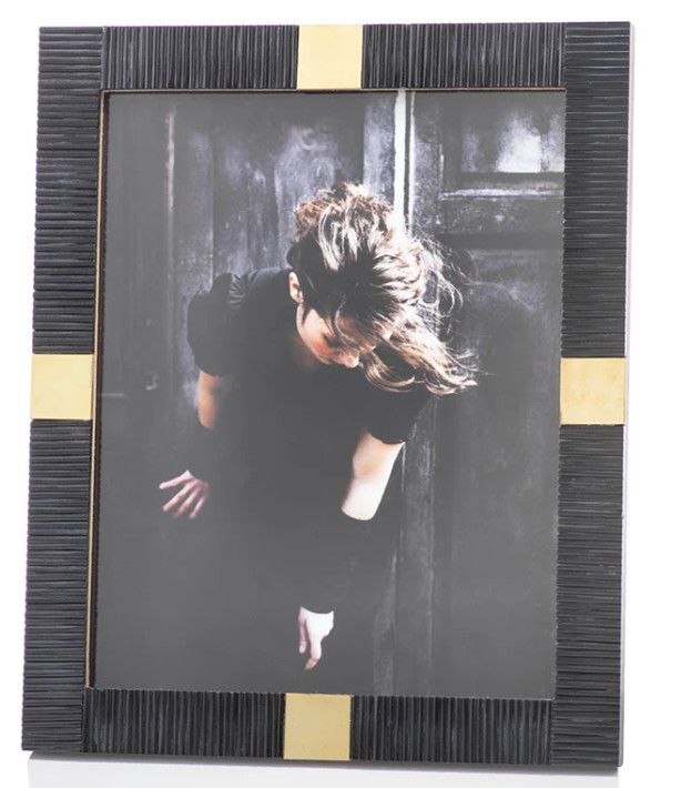 8x10 Black Ribbed Bone & Brass Picture Frame