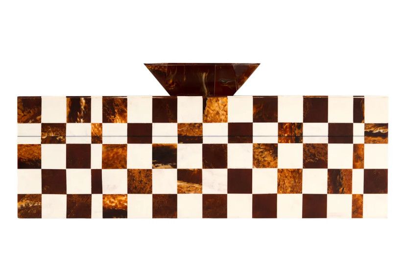 Natural Checkered Resin Box 18"L x 6"W x 7"H