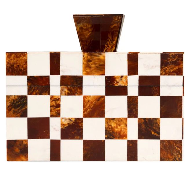 Natural Checkered Resin Box 8"L x 8"W x 8"H