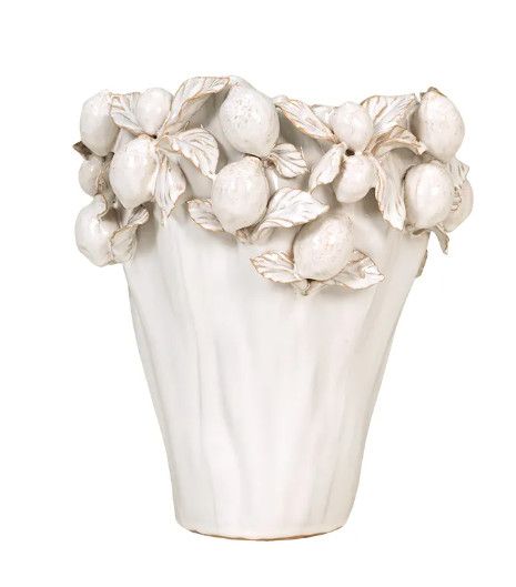 Ceramic Neutral Glazed Sculptural Botanical Vase 11"L x 11"W x 11.5"H