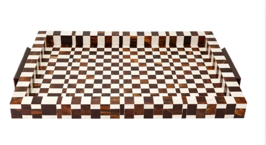 Natural Checkered Resin Tray 27"L x 18"W x 2"H