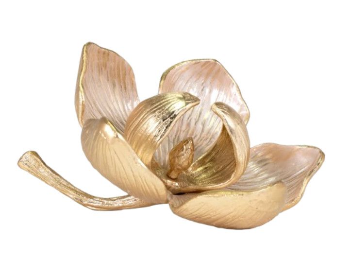 Gold Metal Floral Sculpture 9"L x 9"W x 5"H