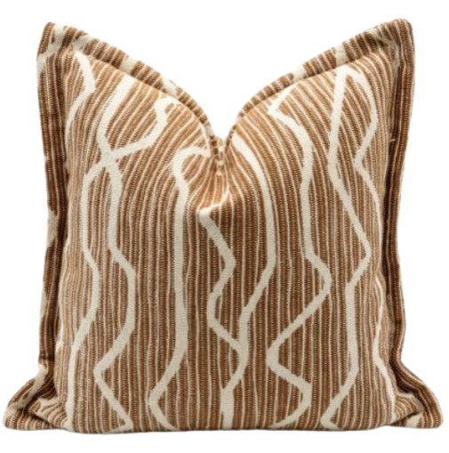 24x24 Designer Caramel Woven Pillow w/ Self Flange