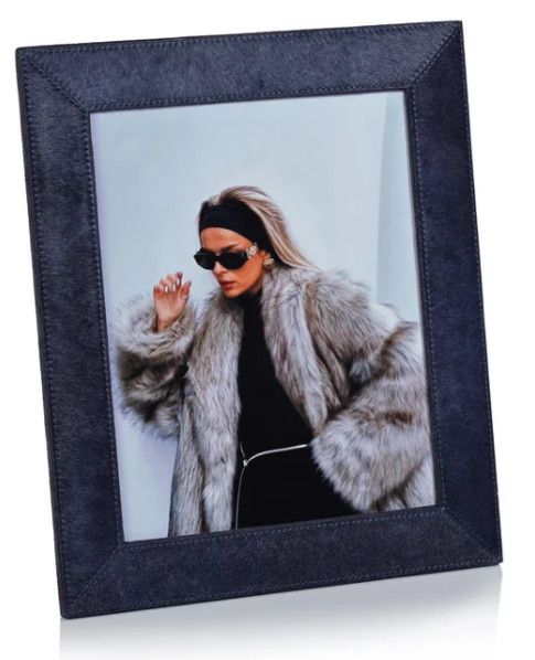 8x10 Navy Hair On Hide Picture Frame