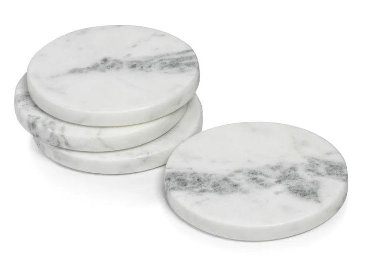 Set of Four Round Marble Coasters 4"Dia.