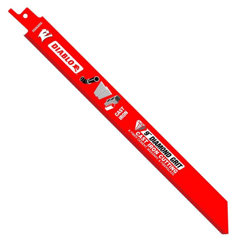 9-Inch Diamond Grit Recip Blade for Cast Iron, Fiber Cement, Masonry, and Fiberglass