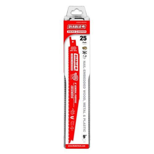 9-Inch Bi-Metal Recip Blade for Nail-Embedded Wood, Metal, and Plastic, 25-Pack