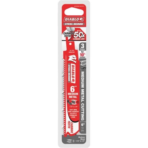 6-Inch Bi-Metal Recip Blade for Medium Metal, 5-Pack