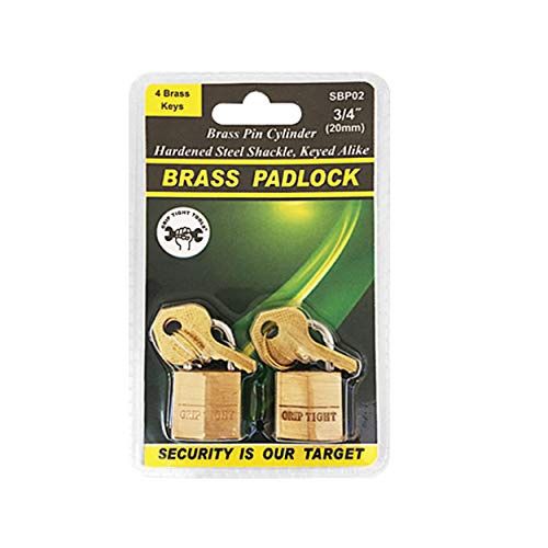 Solid Brass Padlock, 3/4-Inch (2Pack)