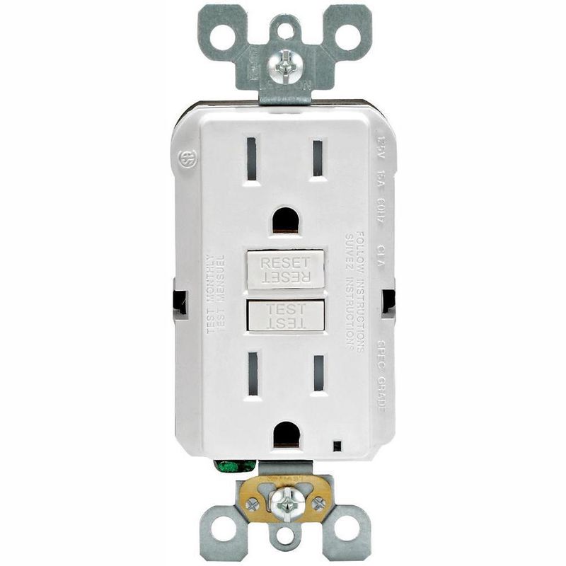 Leviton 15 Amp 125-Volt Duplex Self-Test Slim GFCI Outlet, White (4-Pack)