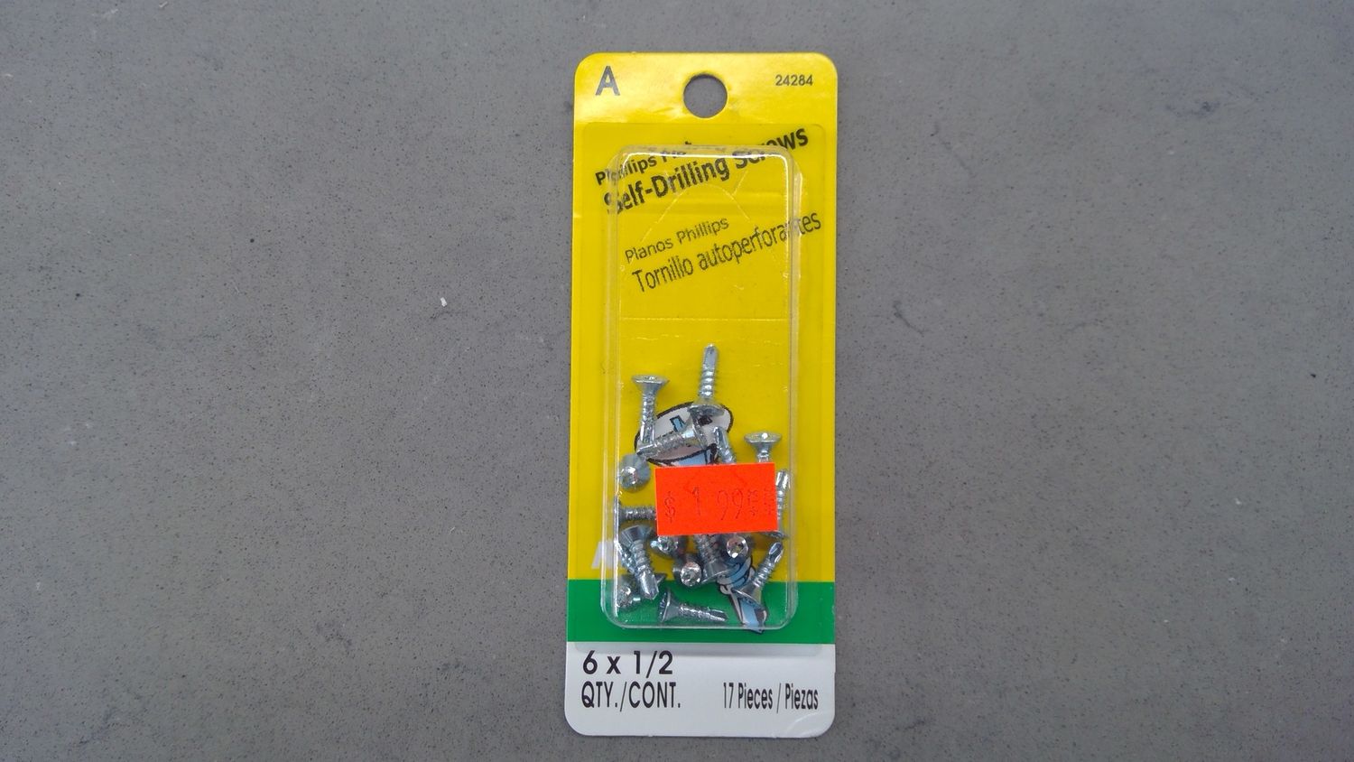 8x1-1/2 Phillips flat self drilling screws 6pc