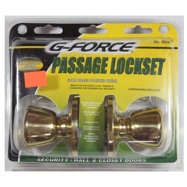 Passage Lockset brass finish no.80200