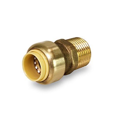 1/2 Inch Long Push X Male Adapter for Push-Fit Fittings, Brass, Connects PEX, CPVC and Copper,