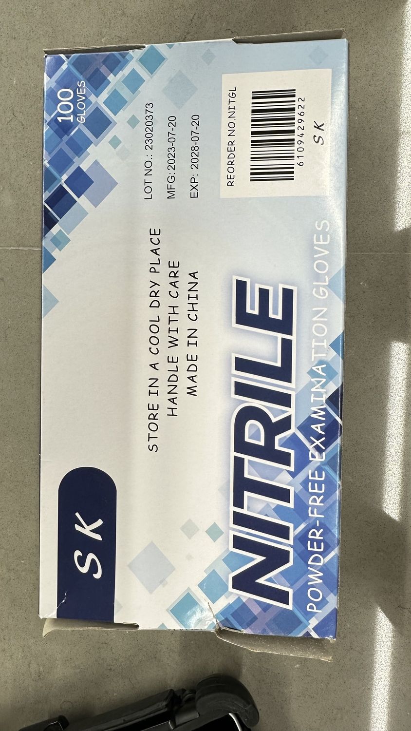 100PK SK Nitrile Black Gloves