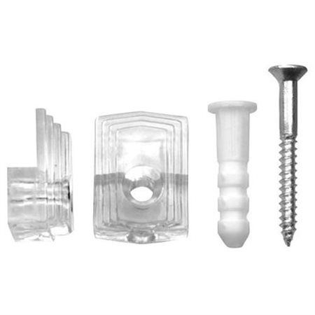Mirror Clip Set 50224, 20 Lb, Plastic, Clear, Wall Mounting, 10PK