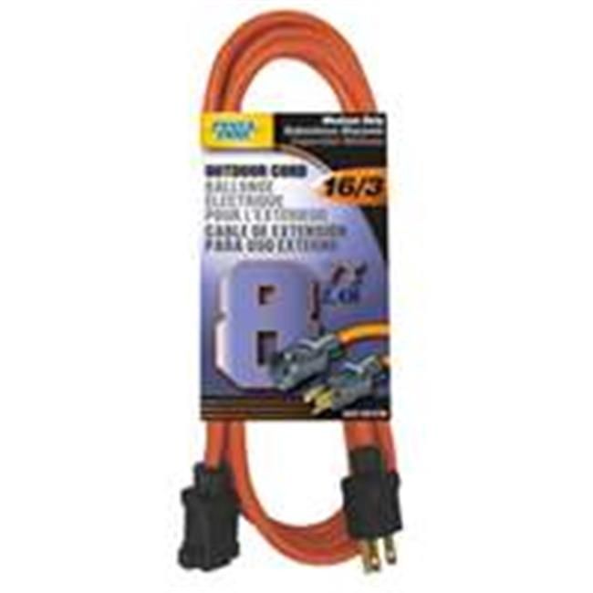 Extension Cord 16 AWG Orange Jacket 8 Ft L