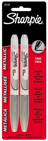 Metallic Fine Point Permanent Markers, Silver, 2PK