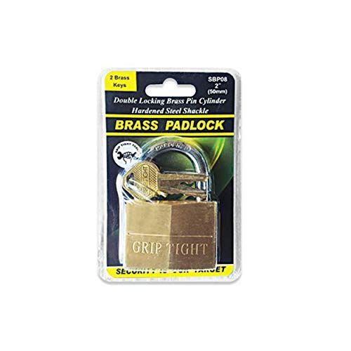 Grip Tight Tools Solid Brass Padlock, 2-Inch