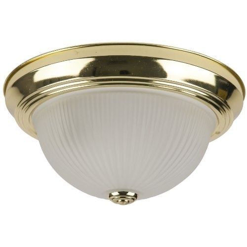 11-Inch Dome Ceiling Fixture Polished Brass Finish with Frosted Glass