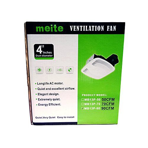 Meite MB13P-70 Exhaust Ventilation Fan Bathroom Fan with Quiet Motor, 1.8 Sones, 70 CFM White Ceiling Mounted Fan