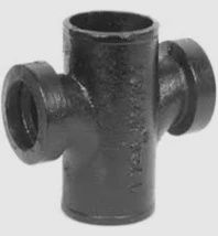 2 x-1-1/2&quot; DOUBLE NO HUB Tapped Cross tee