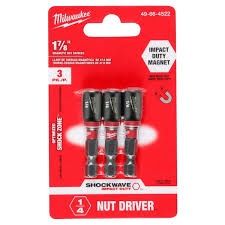 Shockwave 1/4 1-7/8 OAL Magnetic Nutdriver (3 Pack)