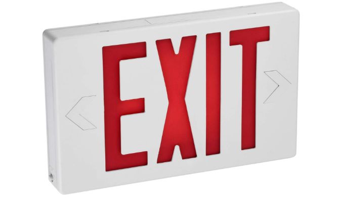 Sunlite 05271-SU Compact LED Exit Sign 0.25 Watts 120-277 Volt 90-Minute Battery Backup Universal Mount IP20 UL Listed White