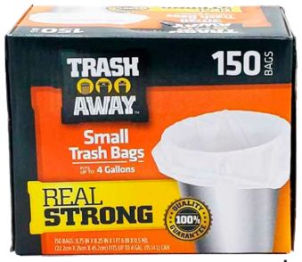 150pk SMALL TRASH BAGS 4GAL