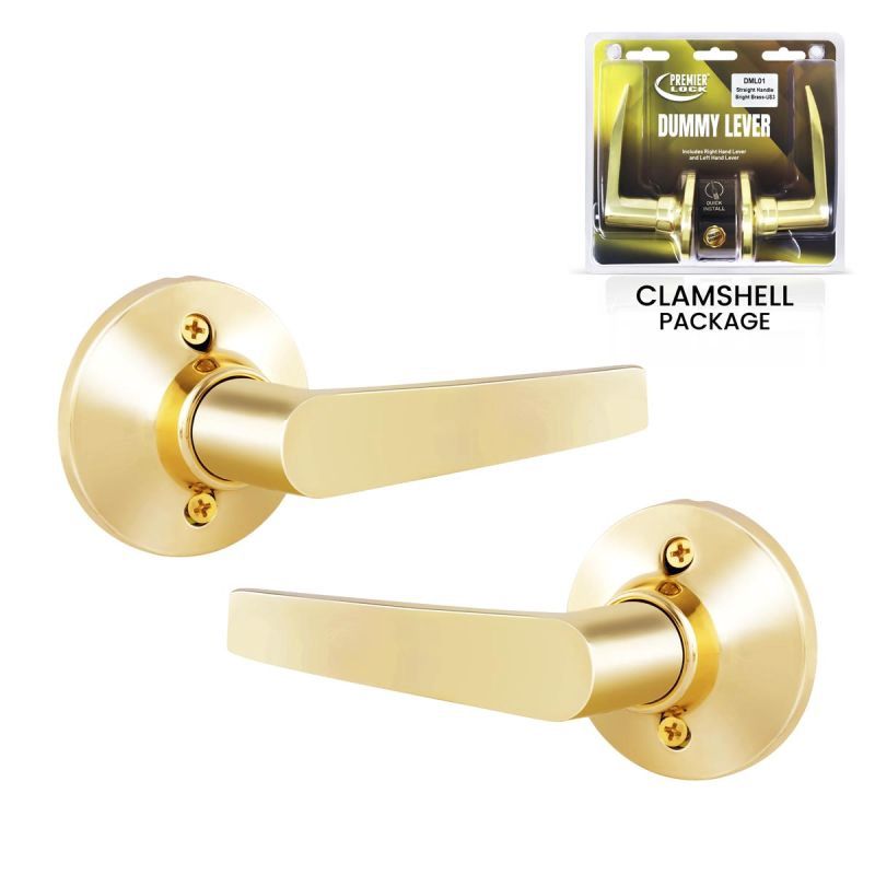PREMIER LOCK DUMMY LEVER BRIGHT BRASS DML01