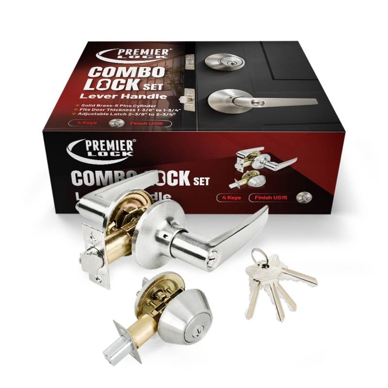 Combo Lockset Lever Handle Reversible SN plated  US15