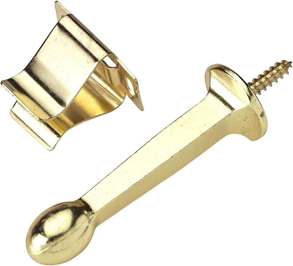Stanley Hardware 756300 Bright Brass Rigid Door Stops with Holder