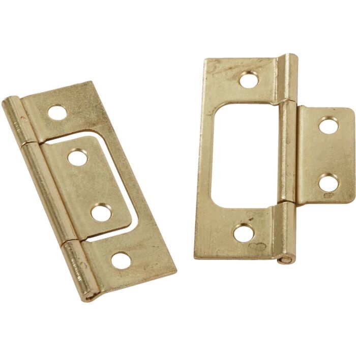 Johnson Hardware Brass-Plated Non-Mortise Hinge Set 2 Pk