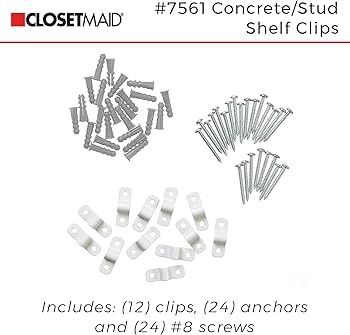 Closetmaid Concrete Wire Shelf Wall Clip 12-Count 756100 Pack of 20 - All